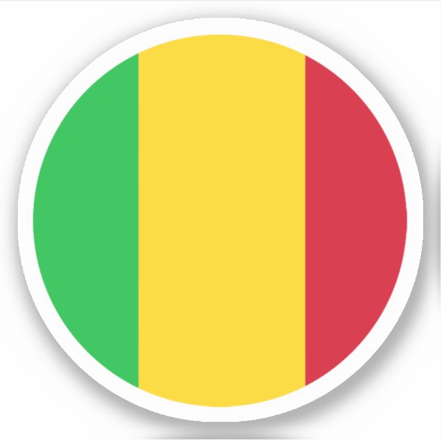 Autocollant Rond du Drapeau du Mali (Devant)