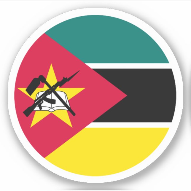 Autocollant Rond du Drapeau du Mozambique (Devant)