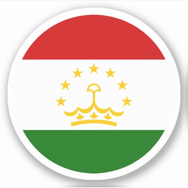 Autocollant rond du drapeau du Tadjikistan (Devant)