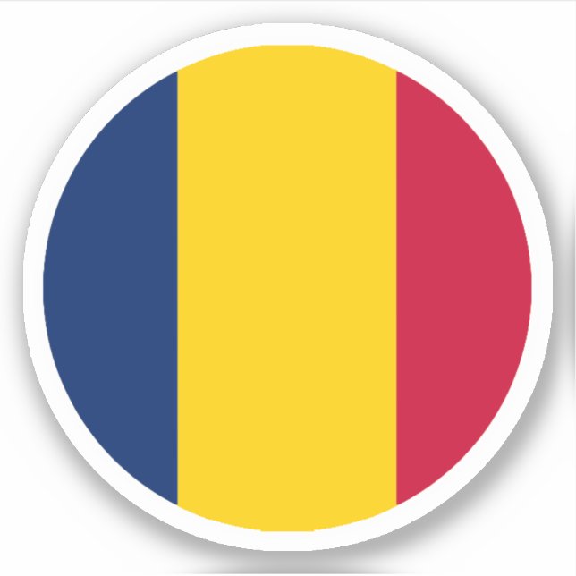 Autocollant rond du drapeau du Tchad (Devant)