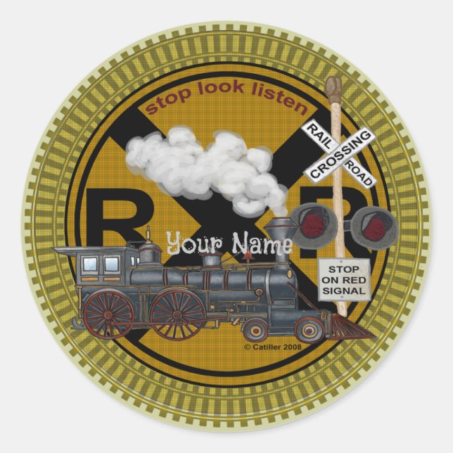 Autocollant rond du vieux train (Devant)