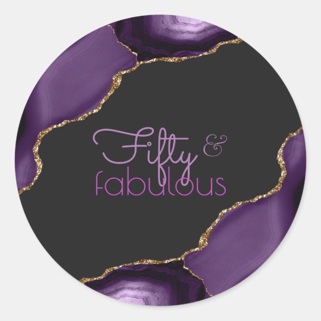 Autocollant rond en agate pour 50e anniversaire fa (Devant)