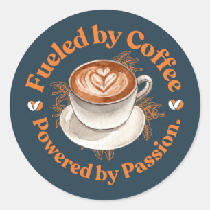 Autocollant rond en forme d'art de latte au café