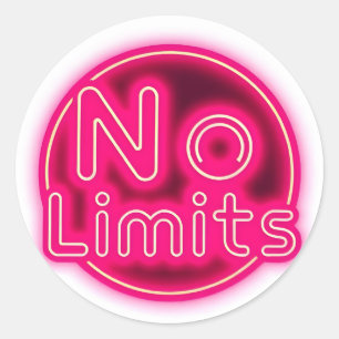 Autocollant rond esthétique « No Limits » néon ros