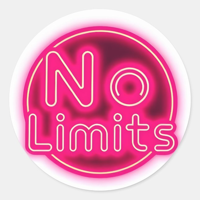 Autocollant rond esthétique « No Limits » néon ros (Devant)
