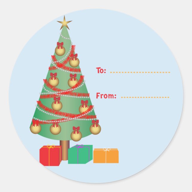 Autocollant Rond Étiquette de Cadeau d'Arbre de No (Devant)