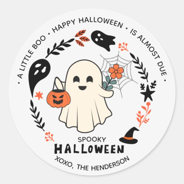 Autocollant Rond Fantôme Mignon Épouvante – Hallow (Devant)
