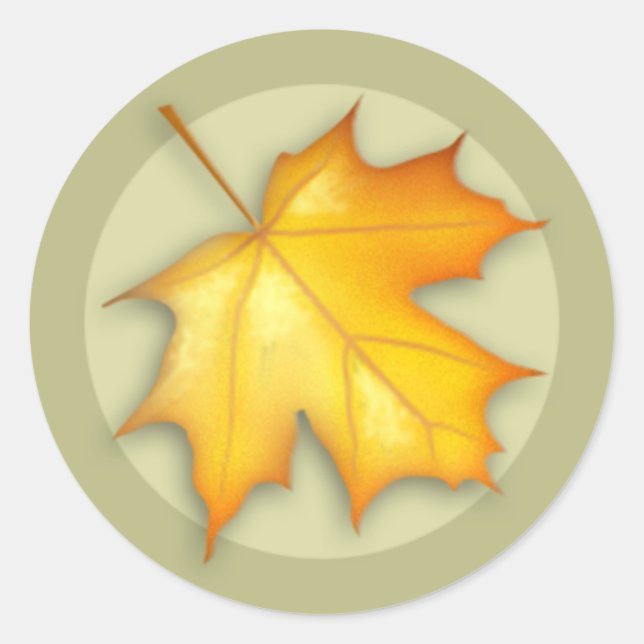 Autocollant rond feuille d'érable sucre automne (Devant)