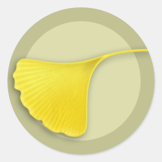 Autocollant rond feuille Ginkgo d'automne (Devant)