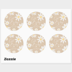 Autocollant rond fleur de marguerite Boho