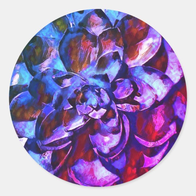 Autocollant rond fleur de saphir violet (Devant)
