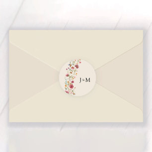 Autocollant rond Fleur sauvage classique Mariage B