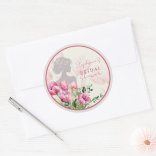 Autocollant Rond Fleurs de Tulipes Roses pour Ente