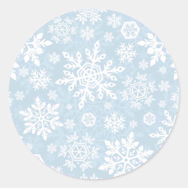 Autocollant rond Flocon de neige élégant (bleu giv (Devant)