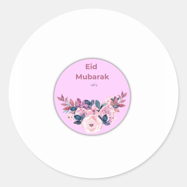 Autocollant rond floral Eid Mubarak (Devant)