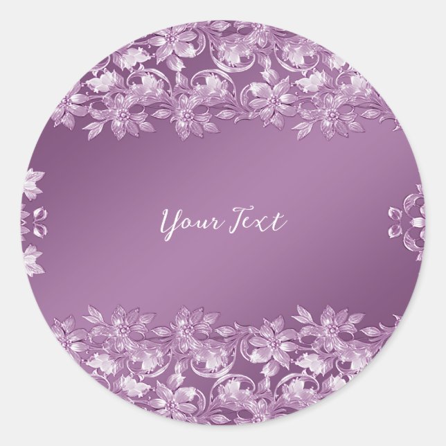 Autocollant rond floral moderne Lilac (Devant)