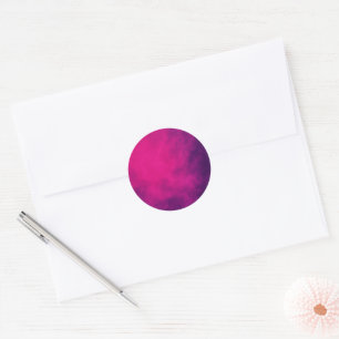 Autocollant Rond Fumée Rose Néon – Personnalisable