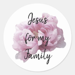 Autocollant rond Jésus sur la famille