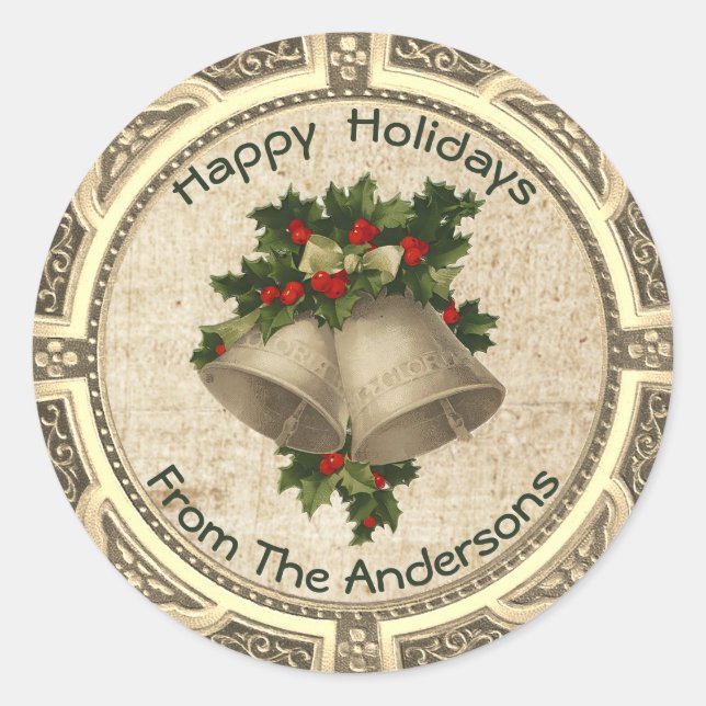 Autocollant Rond Jingle Bells Noël Classique (Devant)