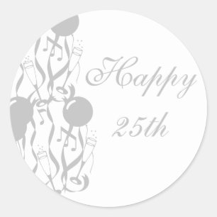 Autocollant Rond Joyeux 25e Anniversaire