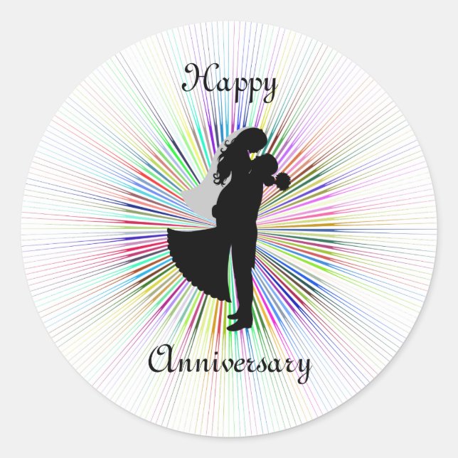 Autocollant rond Joyeux Anniversaire (Devant)