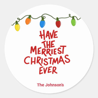 Autocollant Rond Joyeux Noël Lettré à la Main