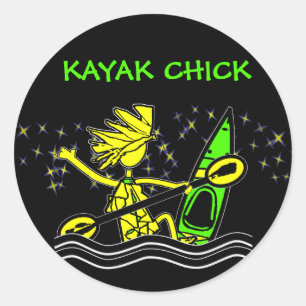Autocollant rond Kayak Chick Fun