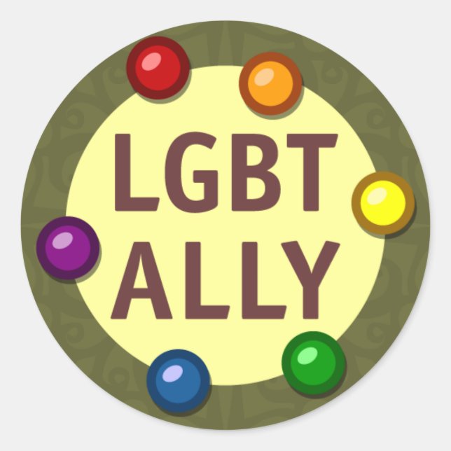 Autocollant rond LGBT Ally Baubles (Devant)