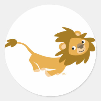 Autocollant rond Lion coureur mûre