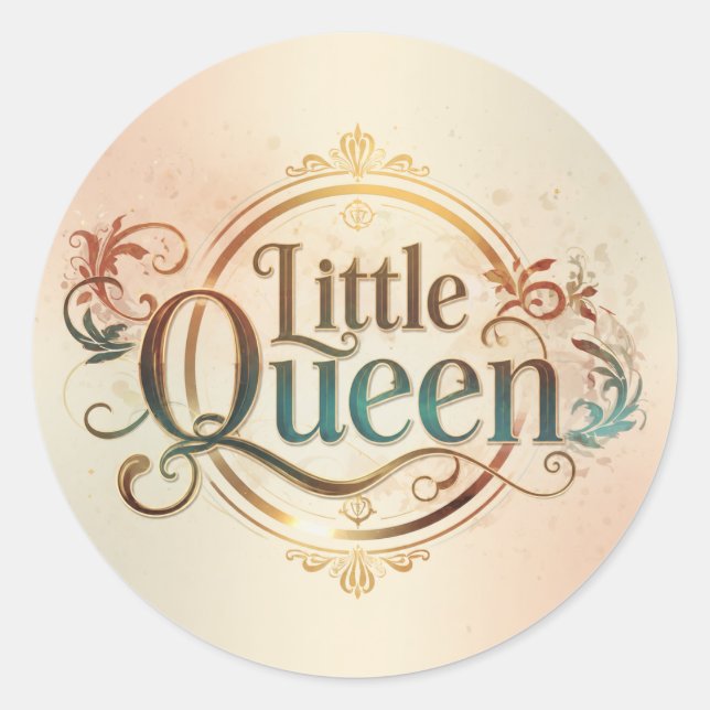 Autocollant rond Little Queen Coquette  (Devant)