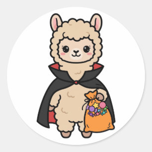 Autocollant rond Llama Halloween Trick or Treat