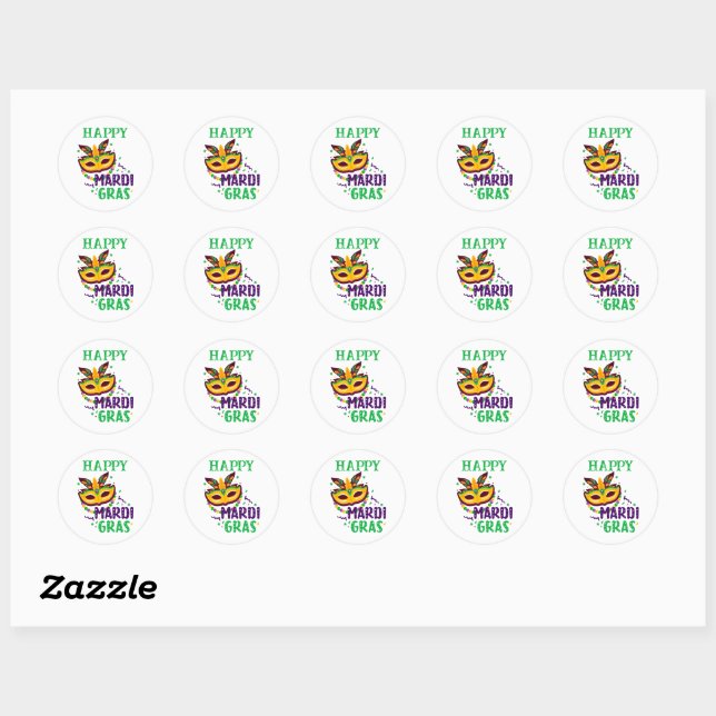 Autocollant Rond Mardi Gras (Feuille)