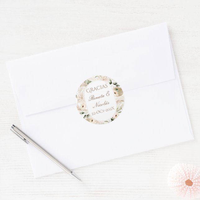 Autocollant rond mariage bohème espagnol  (Enveloppe)