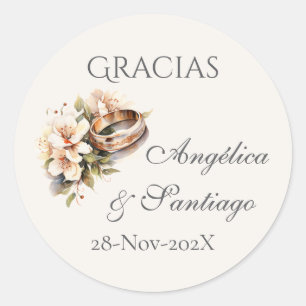Autocollant rond mariage bohème espagnol