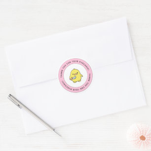Autocollant Rond Merci Canard Jaune Mignon