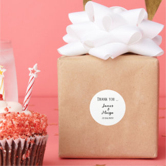 autocollant rond Merci mariage