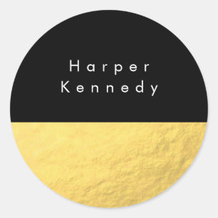 Autocollant rond moderne Faux Gold Foil