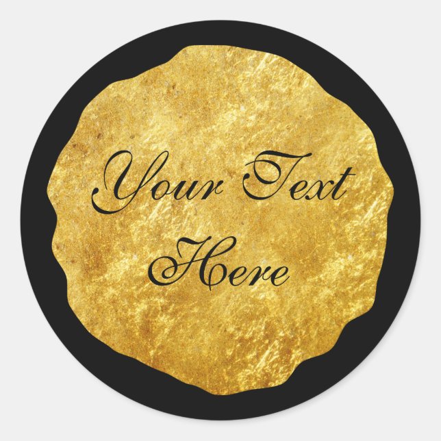 Autocollant rond moderne Gold Foil personnalisable (Devant)