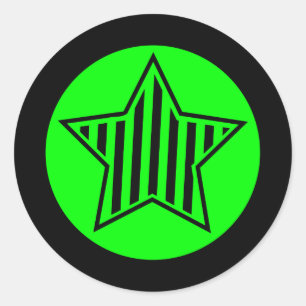 Autocollant rond Neon Green et Black Star
