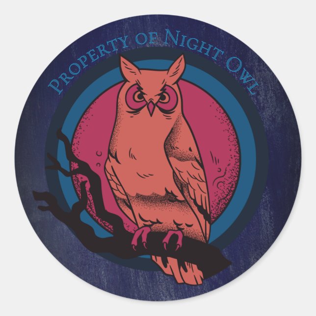 Autocollant rond Night Owl & Moon Spectrum de styl (Devant)