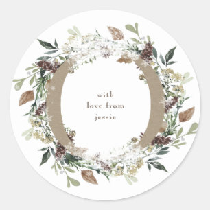 Autocollant Rond Noël Vintage Fêtes Floral