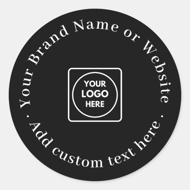 Autocollant Rond Noir | Logo d'Entreprise Moderne  (Devant)