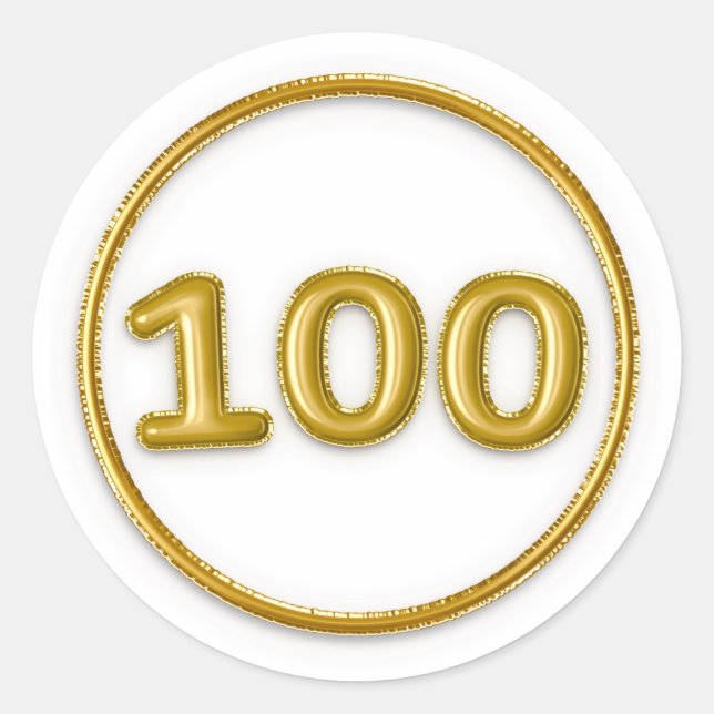 Autocollant rond numéro 100 ballon doré (Devant)