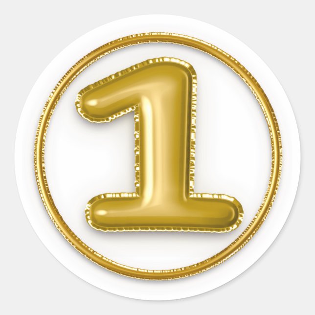 Autocollant rond numéro 1 ballon doré (Devant)