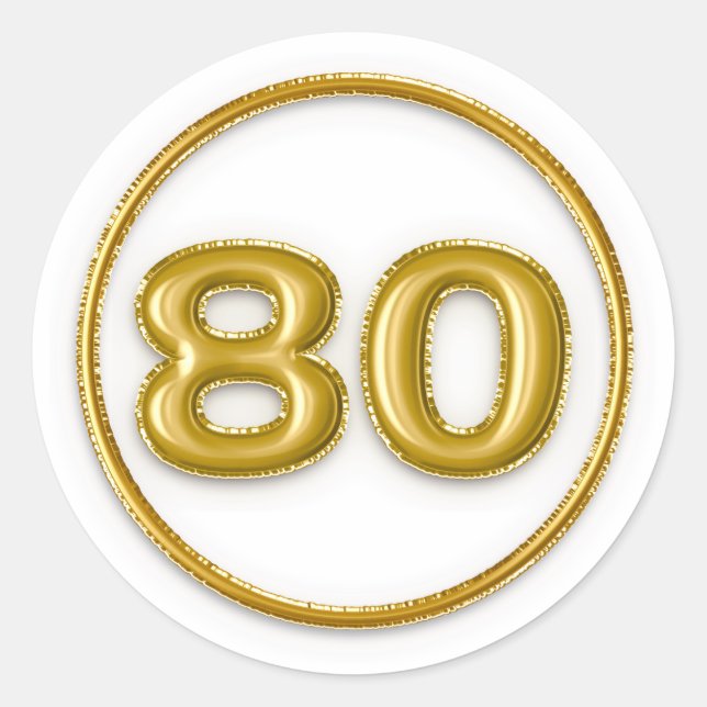 Autocollant rond numéro 80 Ballon en Or (Devant)