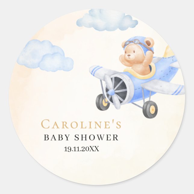 Autocollant rond Ours volant & Nuages Bearly Wait (Devant)
