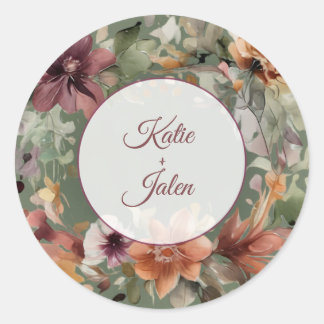Autocollant rond personnalisé à motif floral Moody