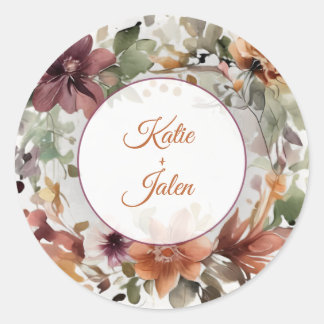 Autocollant rond personnalisé à motif floral Moody