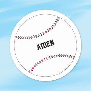 Autocollant Rond Personnalisé Enfant Baseball
