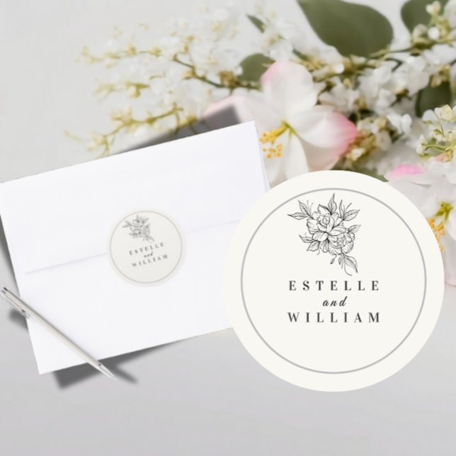 Autocollant rond petit mariage Art déco | Élégant  (Créateur téléchargé)
